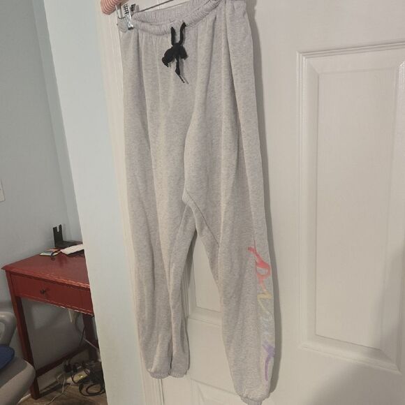 Victoria's Secret Gray and Pink Jogger Sweatpants - Picture 1 of 6
